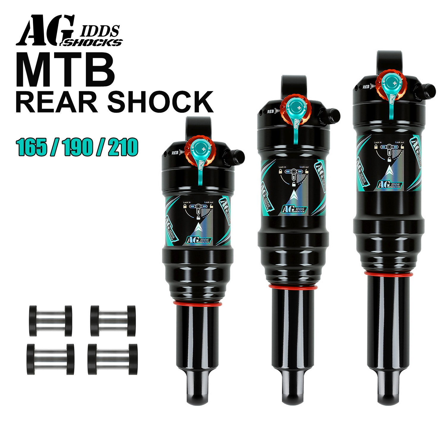 Mountain Biking Downhill - Ammortizzatore Posteriore AGSHOCKS per MTB 165/190/210MM,